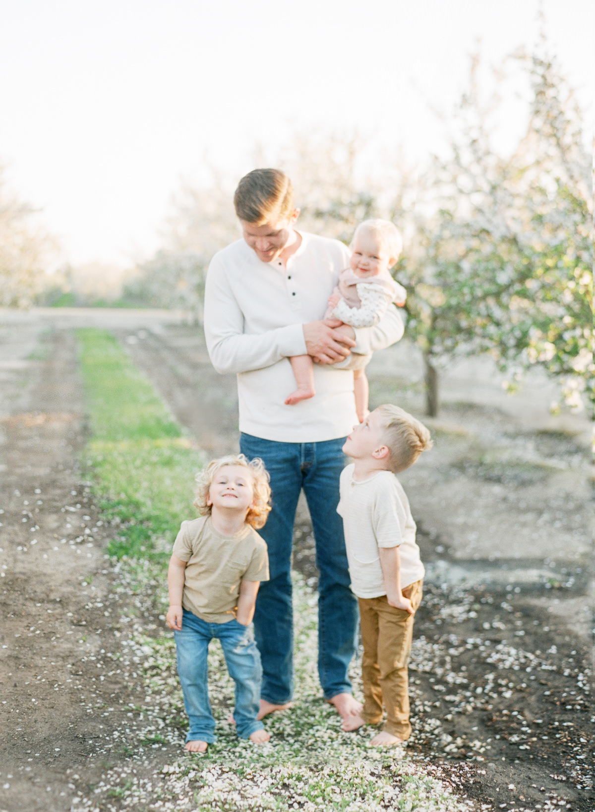 Fathers and Sons, Central Valley Family Session, Almond Grove, Family Photography on Film,  What to Wear for Family Photos, Light and Airy