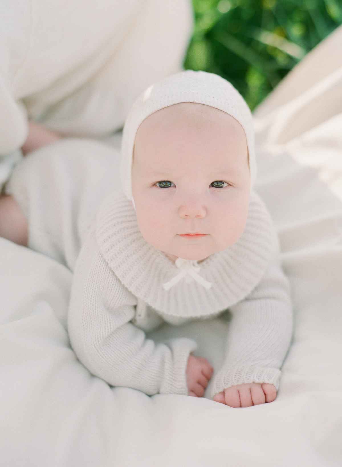 Kent-Avenue-Photography-Charlotte-Newborn-Photographers-On-Film-Baby-in-Cashmere-Romper-on-Blanket