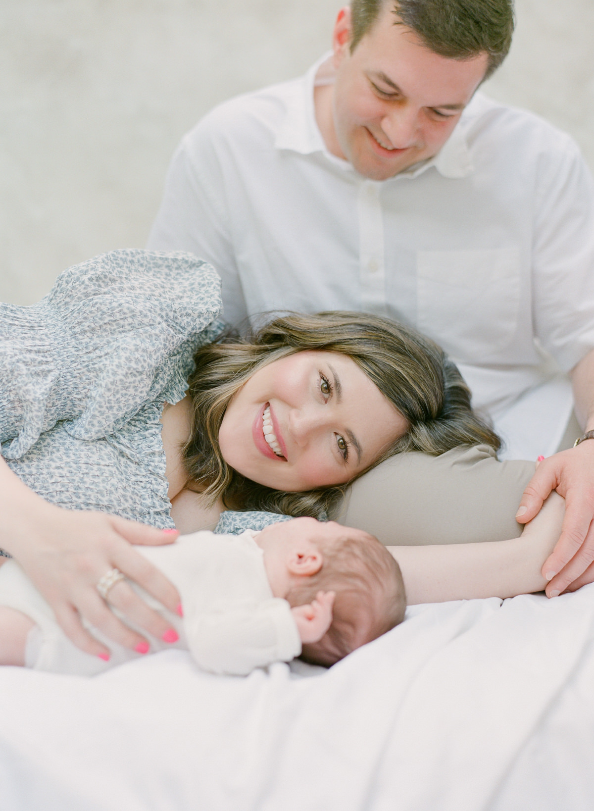 Charlotte Newborn Photographer - Mom laying with baby - Kent Avenue Photography